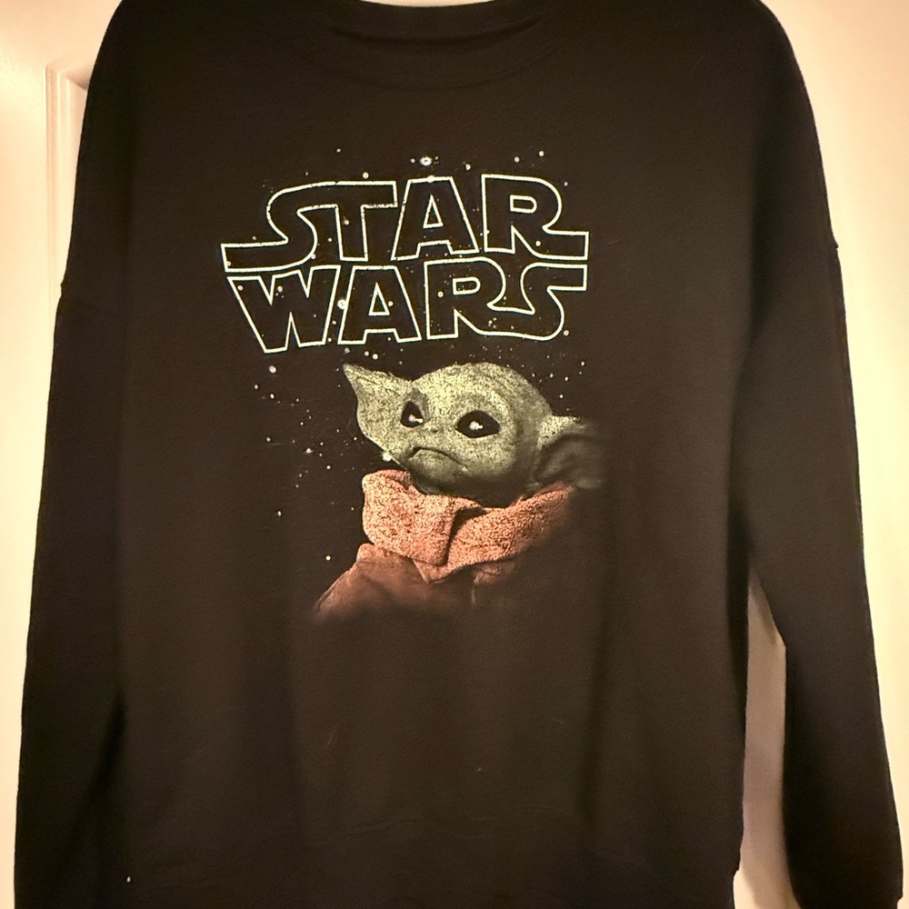 Star Wars Black Crewneck Sweater with Baby Yoda